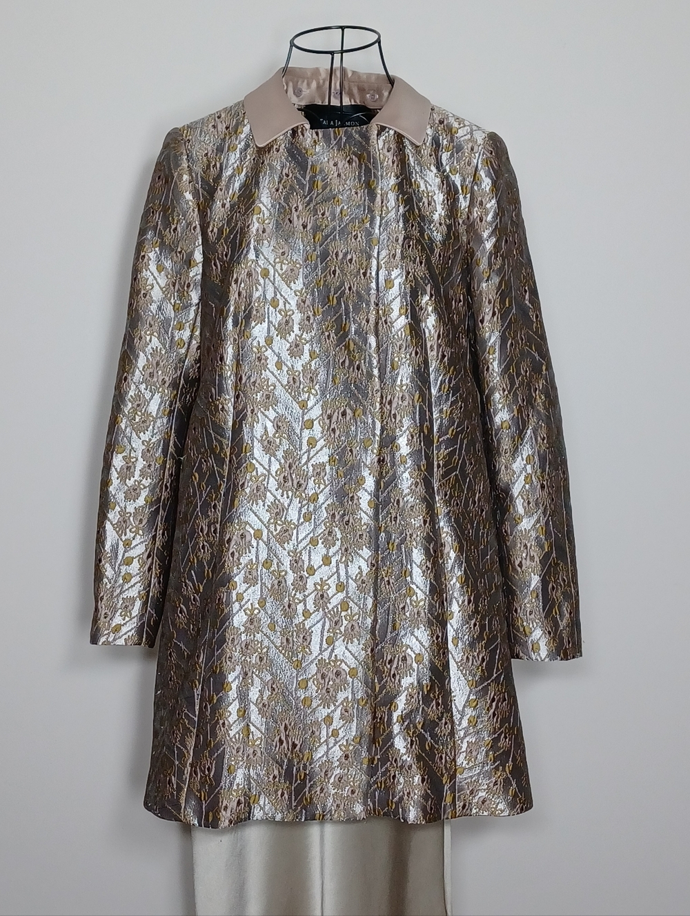 Tara Jarmon Paris Floral Metallic Jacquard Jacket With Detachable Collar - Picture 1 of 8